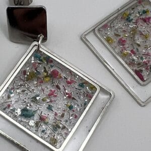 Boucles d'oreilles argentés carrés Studio chromatique 2