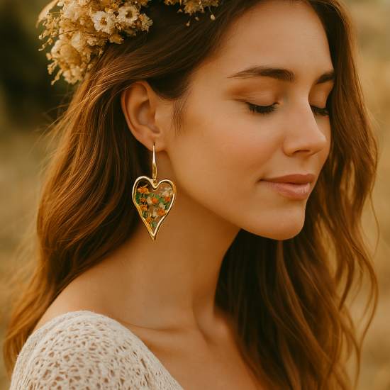 Boucles d'oreilles fantaisie arc en coeur