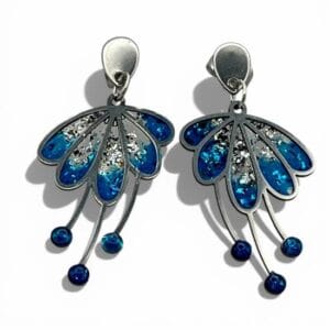 Boucles d'oreilles artisanales bleues Serment des sirènes 1