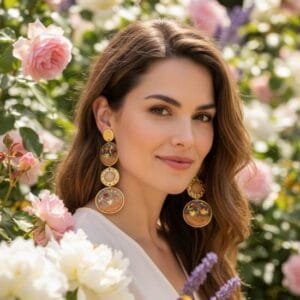 Boucles d'oreilles fantaisie pendantes dorées Sépiane 1