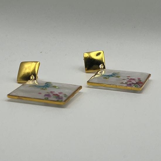 Boucles d'oreilles fantaisie losanges dorées Sylve enchantée 3