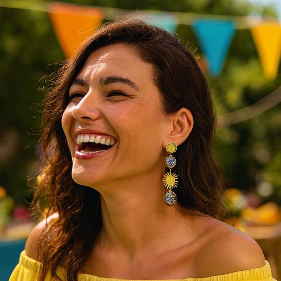 Boucles d'oreilles rondes soleil Rayons en fête 1