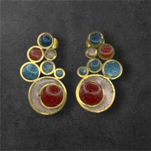 Boucles d'oreilles bleues et rouges Ronde des couleurs 2