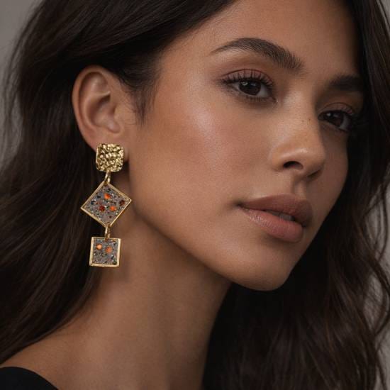 Boucles d'oreilles fantaisie Composition galbée – Image 2